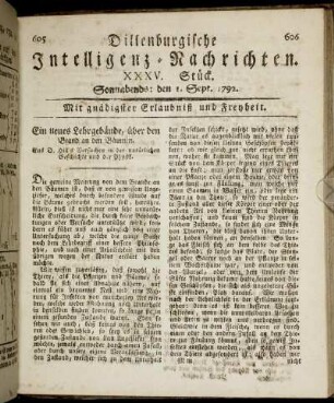 XXXV. Stück. Sonnabends: den 1. Sept. 1792.