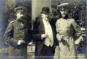 Der Kronprinz von Rumänien mit Wilhelm und Karl von Hohenzollern