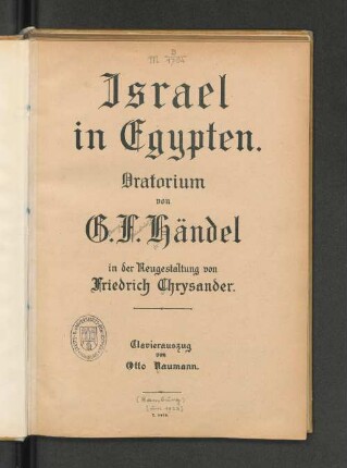 Israel in Egypten : Oratorium