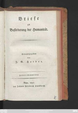 Sammlung 10: Briefe zu Beförderung der Humanität