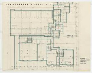 Wohn- und Geschäftshaus Königsberger Straße 6-7, Berlin-Lichterfelde: Grundriss Kellergeschoss 1:100