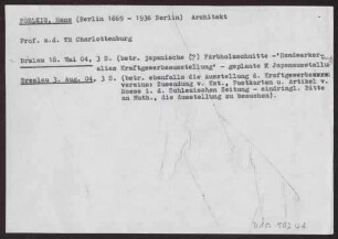 Teilübersetzungen der Briefe zw. Hans Poelzig und Hermann Muthesius (Inhalte der Schreiben)