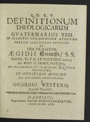 Definitionum Theologicarum Quaternarius XXIII.
