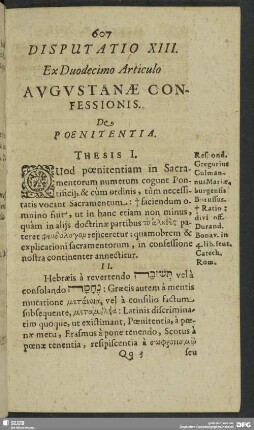 Disputatio XIII. Ex Duodecimo Articulo Augustanae Confessionis. De Poenitentia