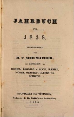 Jahrbuch : für .... 1838