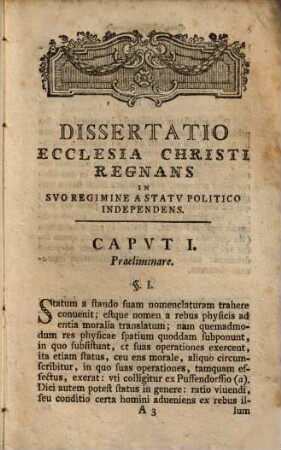 Ecclesia christi regnans in suo regimine a statu politico independens stabilita, atque contra adversarios propugnata