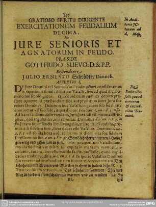 Decima, De Jure Senioris Et Agnatorum In Feudo