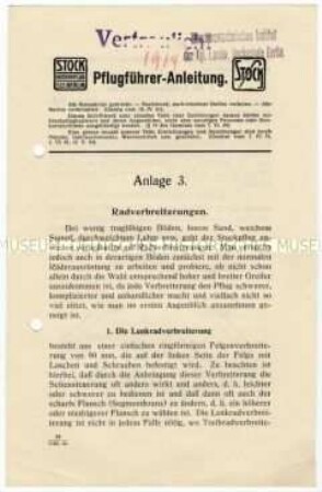 Anleitung für die Bedienung des Motorpflug-Lenkung