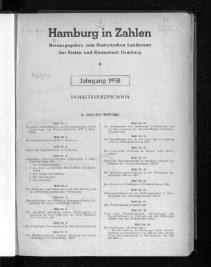 1958: Hamburg in Zahlen : Zeitschrift des Statistischen Landesamtes der Freien und Hansestadt Hamburg