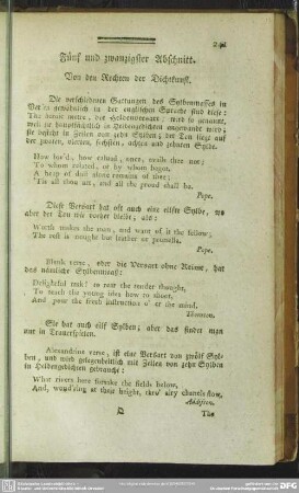 Fünf und zwanzigster Abschnitt. Von den Rechten der Dichtkunst