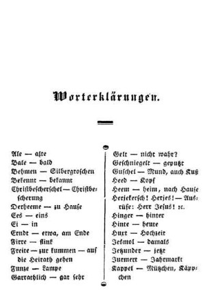 Worterklärungen.