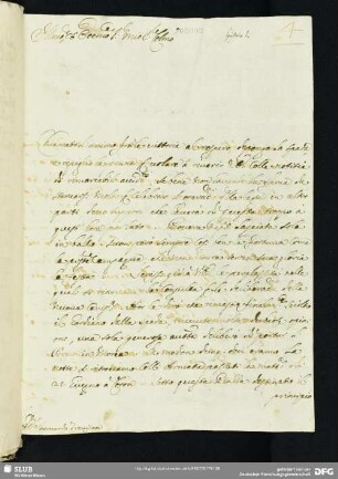 [Faszikel 4: Brief von Lorenzo Renier an Bernardo Trevisano]