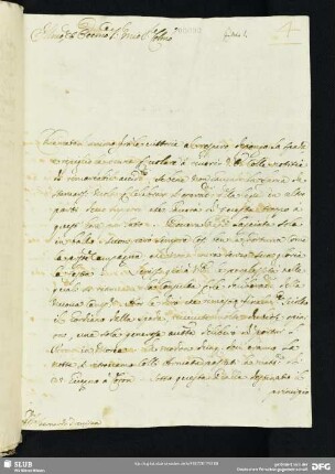 [Faszikel 4: Brief von Lorenzo Renier an Bernardo Trevisano]