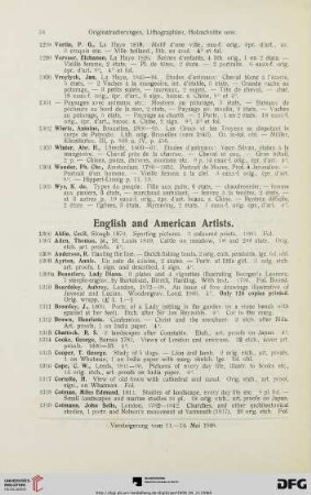 English and American Artists (Nr. 1306-1418)