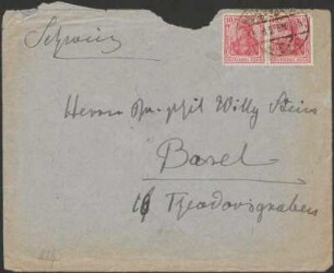 Brief von Dora Hitz an Wilhelm Stein