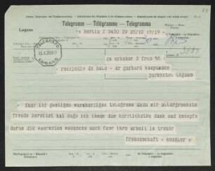 Brief von Harry Kessler an Gerhart Hauptmann