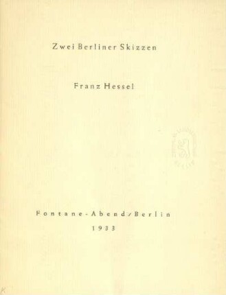 Zwei Berliner Skizzen
