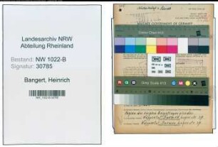 Entnazifizierung Heinrich Bangert , geb. 17.01.1902 (Elektromeister)