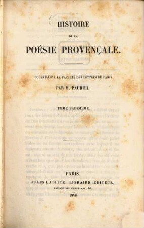 Histoire de la poésie provençale, 3