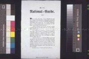 Handzettel: An die Nationalgarde. Wahlvorschlag für Carl Möhring zum Oberkommandanten der Wiener Nationalgarde; Wien, April 1848