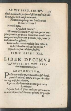 Liber Decimus Quintus, De Usu Partium In Hominis Corpore.