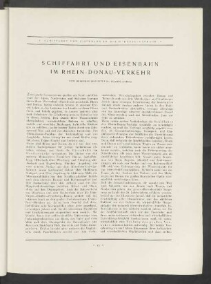 Schiffahrt Und Eisenbahn Im Rhein-Donau-Verkehr