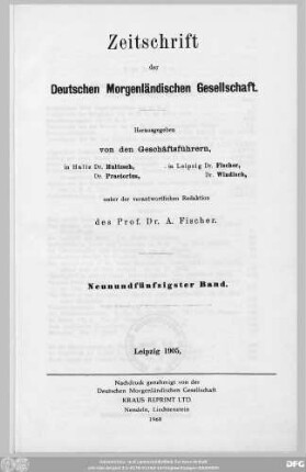 Bd. 59 (1905): Zeitschrift der Deutschen Morgenländischen Gesellschaft : ZDMG