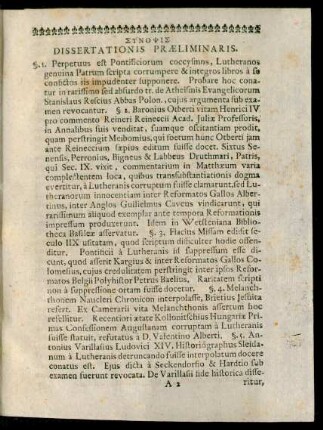 Synopsis Dissertationis Praeliminaris.