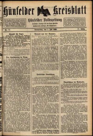 Ausgabe vom Donnerstag, den 01. Juli 1926.