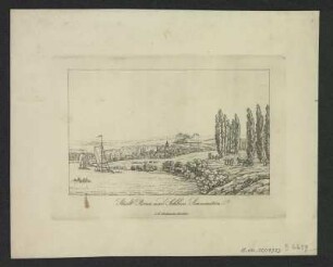 Ansicht von Pirna, Stich, 1825? : Stadt Pirna und Schloss Sonnenstein. - Dresden : Ziechmann , [um 1825?]. - 1 Kunstbl. : Stich ; 14 x 9 cm