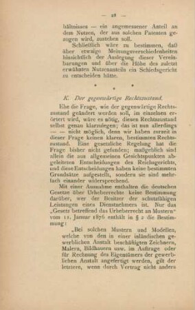 K. Der gegenwärtige Rechtszustand