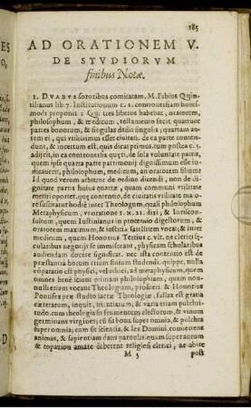 Ad Orationem V. De Studiorum finibus Notae.