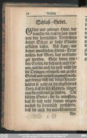 Schluß-Gebet.