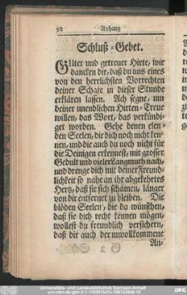Schluß-Gebet.