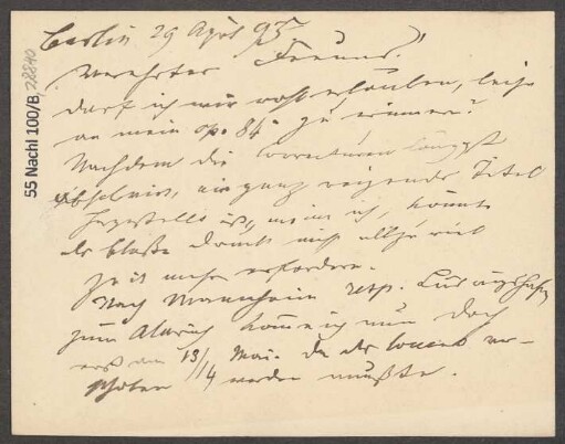 Brief an B. Schott's Söhne : 29.04.1895