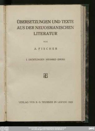 1: Dichtungen Mehmed Emins
