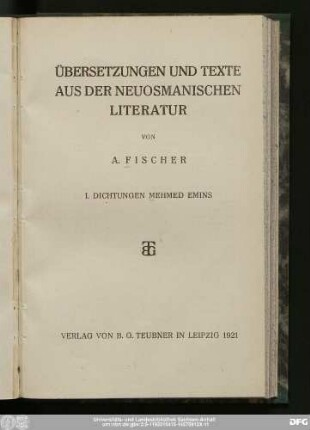 1: Dichtungen Mehmed Emins