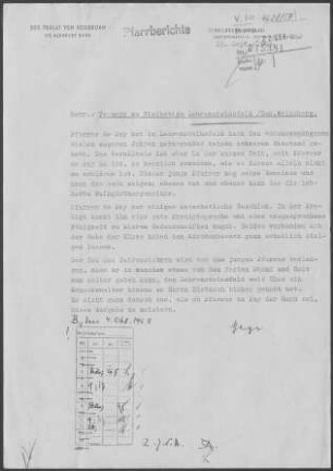 Lehrensteinsfeld: Visitationsbericht mit Pfarrbericht 1963
