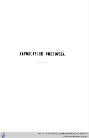 Altdeutsche Predigten. Ostern bis Advent.