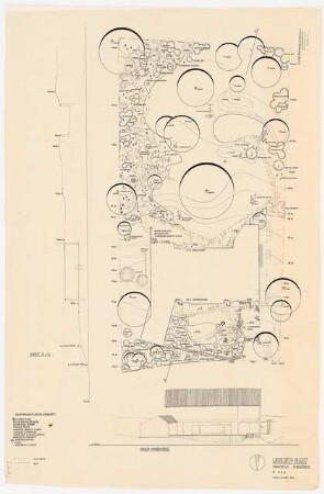 Garten Dr. Lautz, Frankfurt/Main: Pflanzplan und technischer Plan Wohngarten 1:100