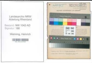 Entnazifizierung Heinrich Wenning , geb. 27.11.1899 (Dachdecker)