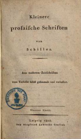 Kleinere prosaische Schriften, 4