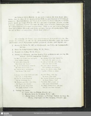 [Programmablauf der Feier]