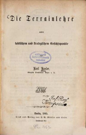 Die Terrainlehre unter taktischem und strategischem Gesichtspunkte
