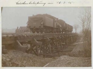 Foto einer Brückenbelastung beim Bahnbau Obermichelbach - Waldighofen