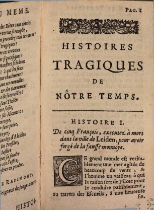 Histoires tragiques de nôtre temps arrivées en Hollande