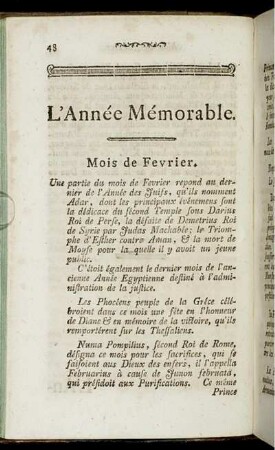 Mois de Fevrier.