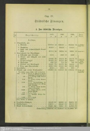 Cap. IV. Städtische Finanzen