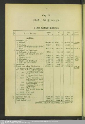 Cap. IV. Städtische Finanzen