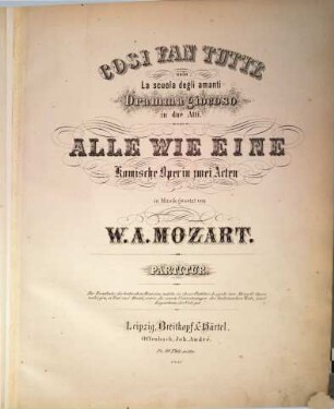 Mozarts Opern, 6. Cosi fan tutte : kom. Oper in 2 Akten